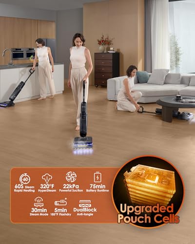 Image of Tineco Floor One S7 Stretch Steam Cordless Wet Dry Vacuum Steam Mop All-in-One, 320℉ HyperSteam, 180 Lay-Flat, Anti-Tangle Design, FlashDry Self-Cleaning, Up to 75 Min Runtime