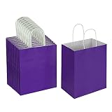 Oikss 100 Pack 8x4.75x10 inch Medium Kraft Bags with Handles Bulk, Paper Bags Birthday Wedding Party