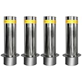 Edelstahl-Sicherheitspoller-Set, 4-teilig, für Parkplatz und Auffahrt, Metall, für Verkehrskontrolle und Sicherheit (gelb)