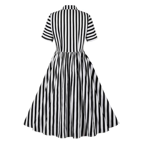 Wellwits Women's Stripe Button Down Office Work Vintage Blazer Dress2