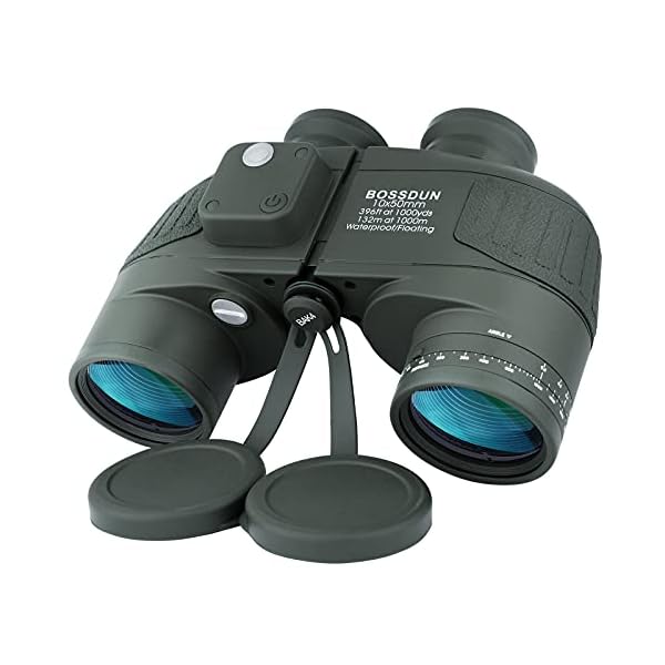 Marine Fernglas 10x50 wasserdicht mit Kompass & Entfernungsmesser, Militärfernglas HD, beschlagfreies Sea Ocean Fernglas für Erwachsene Segeln Kreuzfahrten Bootfahren, Angeln, Vogelbeobachtung, Safari