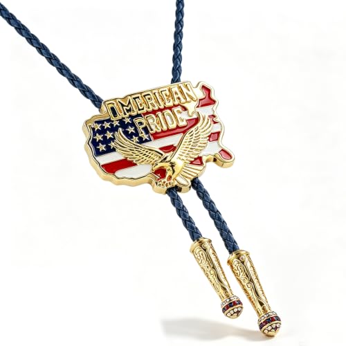 Image of GelConnie Bolo Ties for Men Women Western Cowboy Tie Mens Western Necklace Leather Necktie Gold Bolero Tie Cowboy Necklace