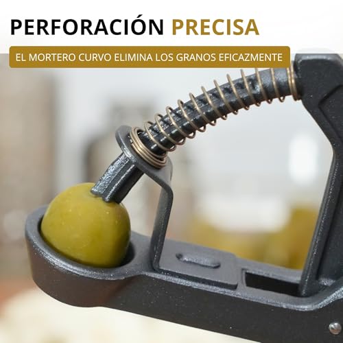 Miniatura 3 de Westmark Deshuesador De Aceitunas Olivus Black Edition, Deshuesador Para Aceitunas Grandes Y Pequeñas, Práctico Dispositivo Con Una Sola Mano Y Resorte, Antracita