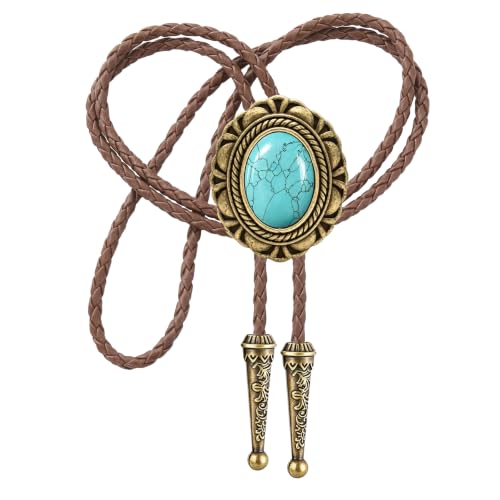 Image of GelConnie Native American Bolo Tie Rodeo Cowboy Leather Necktie Western Necklace Costume Accessories for Men,Women