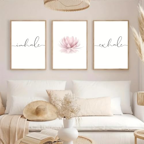 Affiche abstraite méditation lotus rose triptyque décoration zen - 3