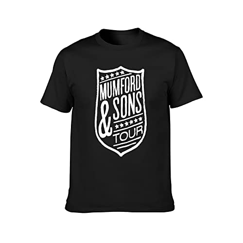 SHILIU YARD Mumford & Sons Tour Logo Band Maroon Men's Cotton T-Shirt Black Shirt Top Tee M