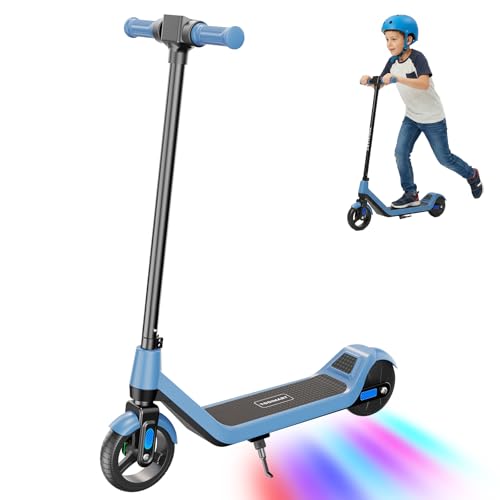Monopattino Elettrico Bambini 6-12 Anni, 3 Velocità 6/10/16 KM/H, Freno Elettronico, Display a LED, Luci LED Colorate, E Scooter per Bambini e Bambine