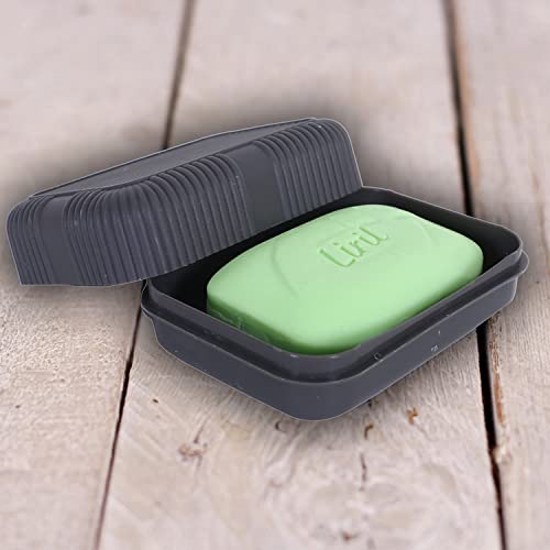 Image of Kuber Industries Saop Holder for Bathroom|Portable Plastic Self Draining Soap Holder|Leakproof Soap Box for Bathroom,Outdoor Camping,Traveling (Gray)