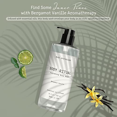 Muse Bath Apothecary Body Ritual Hydrating Body Wash - Bergamot Vanille Body Wash For Women & Men - Essential Oil Infused Aromatherapy Body Wash Women- Natural Body Wash For Women - 32 Ounce #TOP2