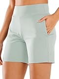ALLZERO Feel Fit™ Women's Athletic Shorts 6' with Zip Pockets High Waisted Bermuda Shorts for Women - Loose Fit Leg Bottom JADEGREY-M