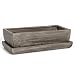 Produktbild Ecoceramik Keramik Blumentopf Blumenschale inkl. Untersetzer handbemalt Bonsai Kakteen L.295 mm Betonoptik Wasserablaufloch