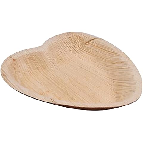EcoWise Heart Shape Palm Leaf Plate, 20 Pieces, 6.5 Inch , compostable Cover