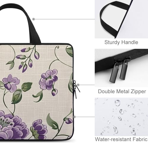 Bolso de hombro para laptop 10 pulgadas crema floral miniatura 4