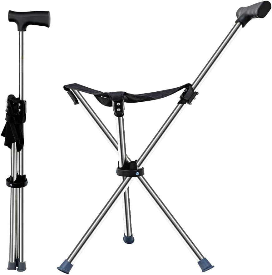 Taburetes de viaje ligeros para adultos. Bastón con asiento, bastón, silla plegable, bastón de senderismo, camping, senderismo, silla de bastón,