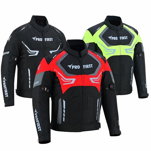 PROFIRST Motorbike Men’s Riding Jacket Motorcycle Jacket for Men Waterproof Protective Biker Jacket CE Armored Protection (UK, Alpha, XL, Regular, Regular, Red)