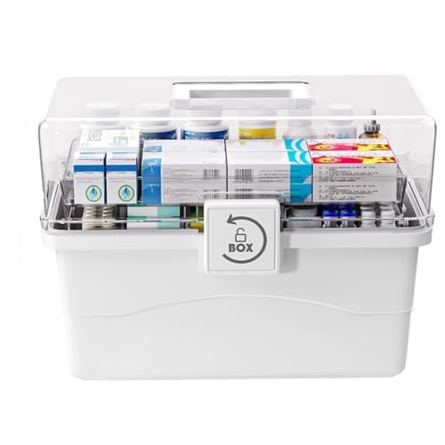 Yolispa 3 våningar medicinlåda, medicinförvaring, läkemedelsorganisering husapotek, medicinlåda medicinväska första hjälpen resväska behållare med handtag för hem, kontor, skola