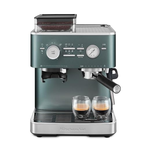 KitchenAid Cafetera espresso semiautomática con molinillo integrado - 15 niveles de molienda, control PID, bomba de 15 bar, vaporizador y diseño de acero inoxidable - Juniper KitchenAid Cafetera espresso semiautomática con molinillo integrado - 15 niveles de molienda, control PID, bomba de 15 bar, vaporizador y diseño de acero inoxidable - Juniper