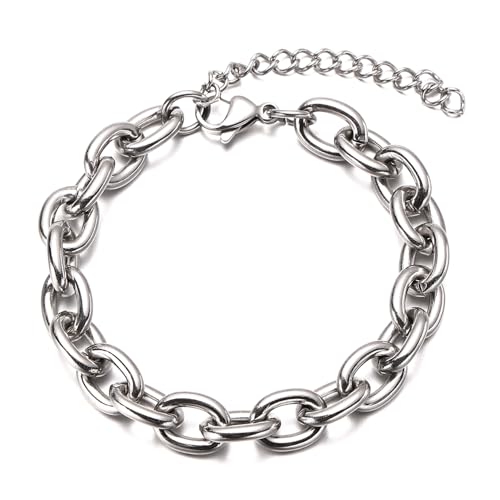 Pulsera de cadena gruesa de acero inoxidable para mujer y hombre miniatura 1