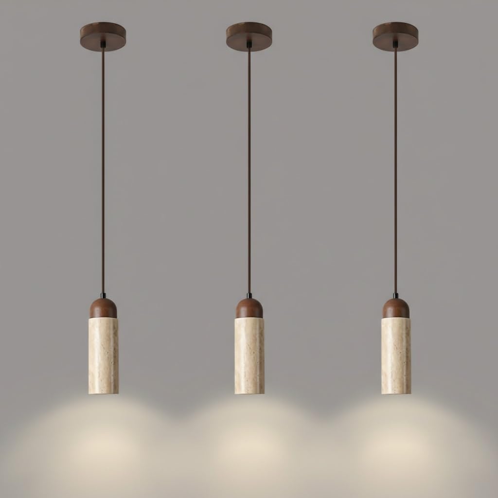 Suspension travertin ajustable lot de 3 luminaires anti-éblouissement pour îlot