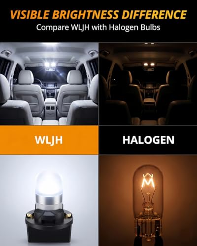 Image of WLJH White PC194 T10 194 LED Bulb Twist-Lock Socket for Dash Lights | 3030 SMD, Dimmable, Direct Fit, Easy Install, Instrument Panel Light, Gauge Cluster Backlight, 360 Illumination, 6-Pack