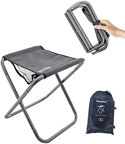 16in Tall Camping Stool, Folding Stool with Carry Bag, Aluminum Alloy Bracket, 1.5lbs Lightweight, Load Capacity to 200lbs, for Travel, Hiking, BBQ, Fishing, Beach