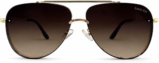 Lucas Lia Rimless Aviator Sunglasses – Luxury Gold Metal Frame with Brown Gradient Lens, Classic Pilot Design, Adjustable ... Price In India
