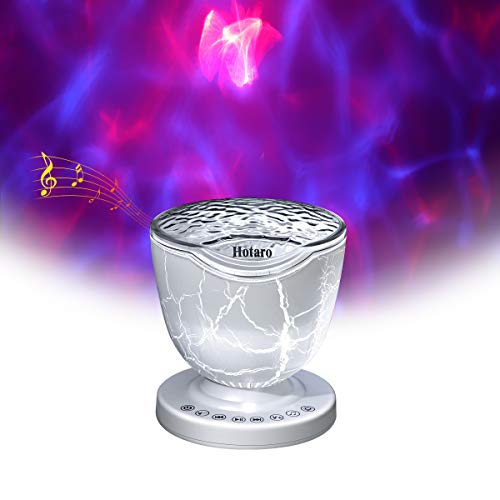 Hotaro White Noise Night Light & Ocean Wave Projector & Bluetooth Speaker, AUX Input Colorful Soothing Aurora Light Projector, RGB Light Projector with Wireless Speaker for Kids & Adults,Great Gift