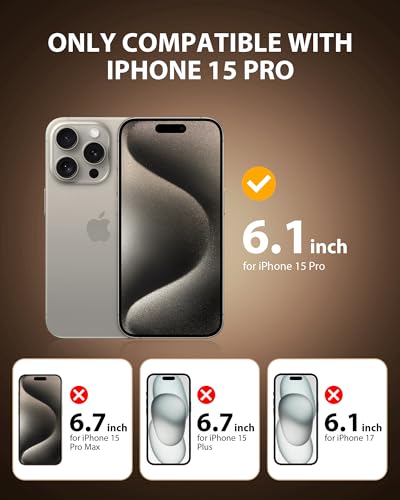 Image of PDDKISS 2 Pack Privacy Screen Protector for iPhone 15 Pro (2023) 6.1 inch Black Anti Spy Tempered Glass