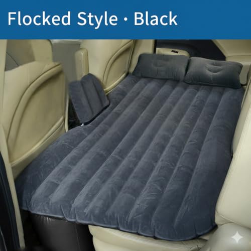 Image of DRUDRAYA Premium Car Inflatable Bed with Pump & 2 Air Pillow | Quick Inflatable Back Seat Bed | Car Inflatable Mattress | Car Bed for Kids, Travel, Camping, Picnic, Pool & Beach| Universal Fit (Black)