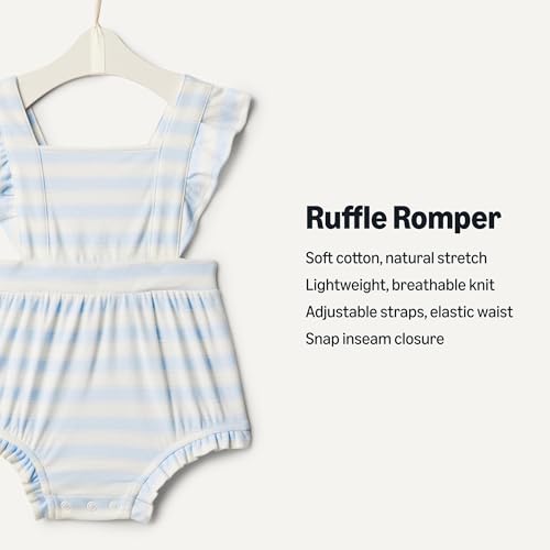 Amazon Essentials Baby Girls' Baby Girls Ruffle Romper, Pale Blue Bold Stripe, 24 Months - image 2