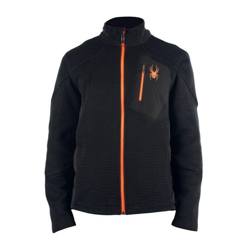 Spyder Linear veste à fermeture éclair homme pull de sport noir et orange