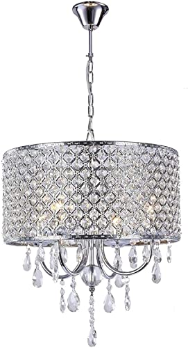 Lustre de plafond moderne argenté avec 4 suspensions en cristal pour salon - 2
