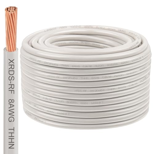 Image of 8AWG THHN Electrical Wire 150FT - Stranded Bare Copper Conductor with PVC and Nylon Insulation, Heat and Oil Resistant Cable for Indoor & Outdoor Wiring