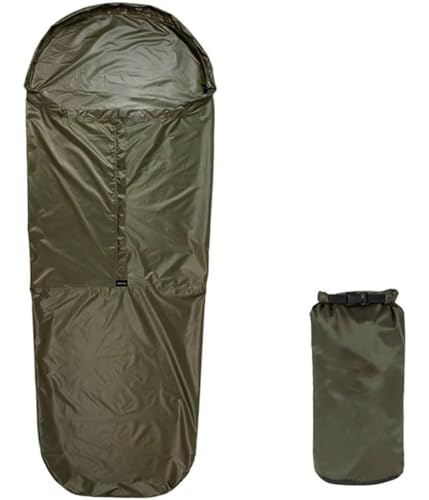Saco de dormir transpirable de nailon 70D verde para camping 220x85 cm