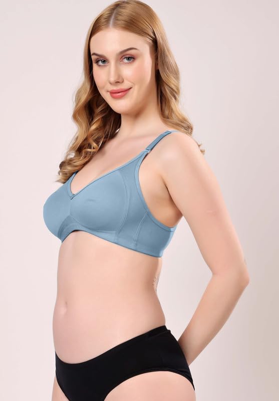Image of London Hills Regular Bra for Women Everyday Non Padded Wire Free Full Coverage Cotton Blend
