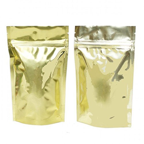 Stand Up Pouch 4" X 6.41" X 2.25" w/zipper (50, GOLD/GOLD)