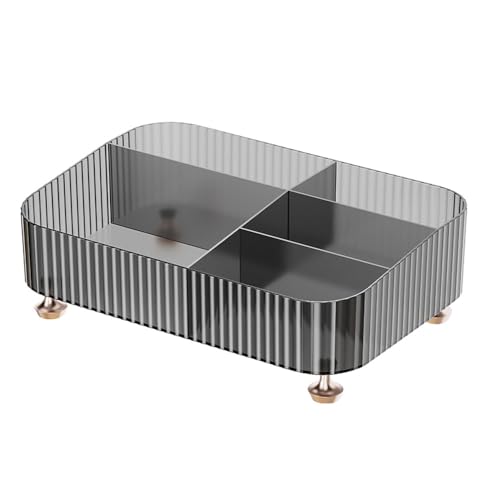 Organizzatore Trucco Vassoio di Profumo Scatola di Immagazzinaggio Scaffale a 5 Scomparti Espositore Cosmetico di Cura della per Bagno Semplice grigio pelle