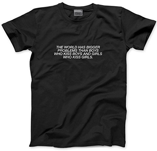 Image of The World has Bigger Problems Then Boys who kiss Boys Girls who kiss Girls Men's Unisex T-Shirt - Black XX-Large