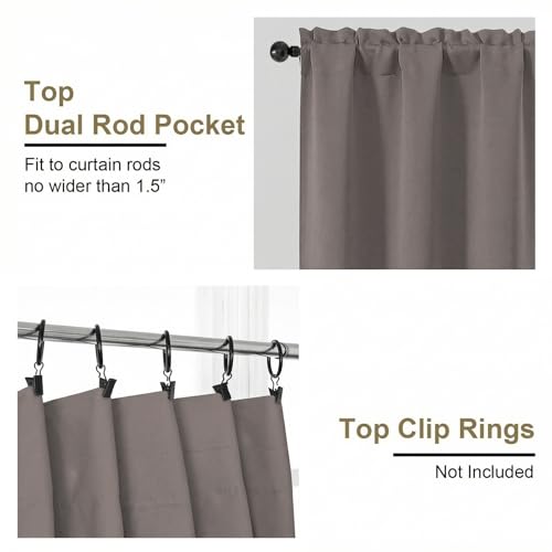 Image of Latte Short Blackout Curtains for Bedroom 54 Inches Long 2 Panels, Modern Window Treatment Solid Thermal Insulated Curtains for Living Room, Dual Rod Pocket Blackout Drapes, 2x40Wx54L