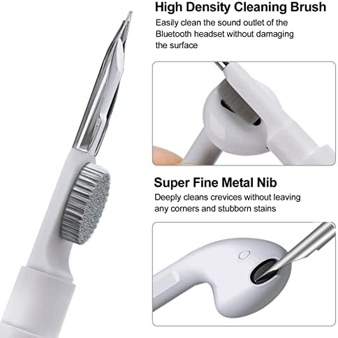 Airpod Cleaning Kit Multifunction Earbuds Cleaning Pen with Premium Box Airpods Cleaner with Metal Tip Brush Sponge for Earphone Watch Lens Cleaning Wireless Earbuds Cleaning Pen