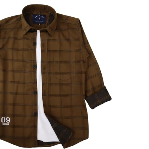 Image of Rocket Science Boy's Casual Regular-Fit Cotton Checked Long Sleeves Shirt.