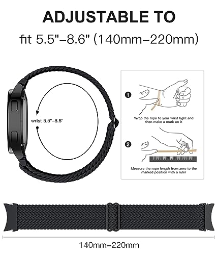 Image of GEAK 3 Pack No Gap Braided Solo Loop Bands Compatible with Samsung Galaxy Watch 6 40mm 44mm /Watch 5 /Watch 4 40mm 44mm /Watch 5 Pro 45mm /Watch 6 Classic 47mm 43mm, Elastic Nylon Strap for Women Men