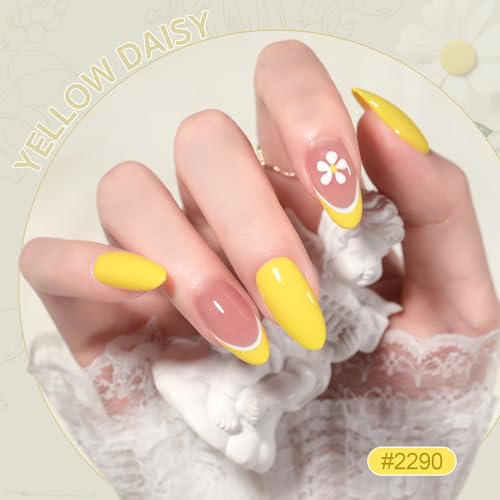 Image of GAOY Pastel Yellow Spring Gel Nail Polish Set, 6 Colors Orange Soak Off UV Light Cure Gel Polish Kit for Salon and Nail Art DIY at Home