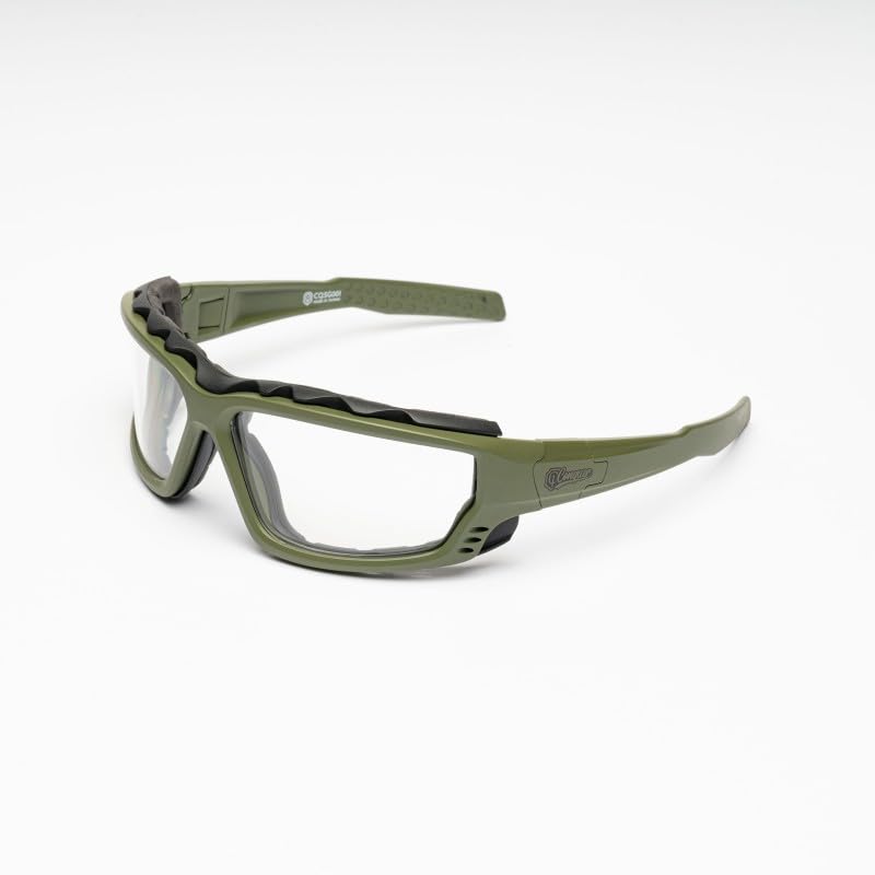 Genérico Conquer Eyewear Zypher, Gafas de Protección Tácticas, Montura Tan, Lentes Transparentes, CQSG001-RGT