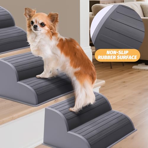 2-Step Modular Dog Ramp - Portable Non-Slip Stairs for Small Dogs with High Support, 9.5" D Lightweight Plastic Pet Steps Fits Staircase Indoor, Ideal for Elderly Injured Pets (6-Pack, Grey) - Image 5