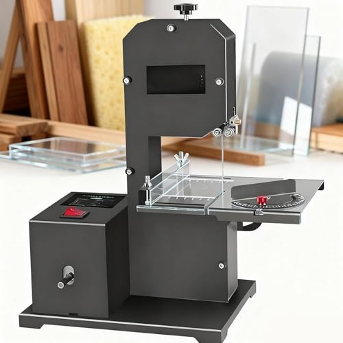 Image of 800W Vertical Bench Saw For Wood And Foam - Scroll Cutting Machine With Tilting Metal Table,70mm Height & 90mm Throat,Professional Bandsaw For Model Making And Small Parts