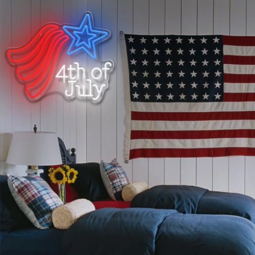 Image of Neon Sign Outdoor for Wall Decor, Dimmable Neon Light Sign for Home Decoration, USB Power Light Home Table Decor for Living Room Dining Table for American Festival Celebration Home Decor 15.7 inchx13 inch
