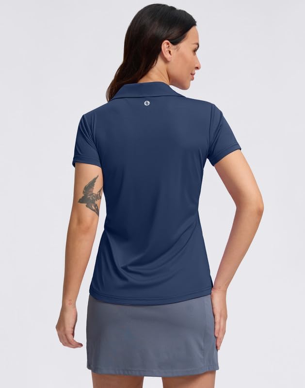 SANTINY Women's Golf Shirt Collared V-Neck Casual Work Tennis Tops UPF50+ Collared Polo Shirts for Women - Image 2