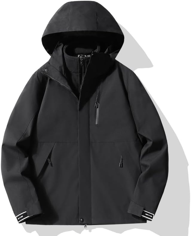 Unisex Outdoor 3-in-1 Windproof and Warm Hiking Jacket with Detachable Liner