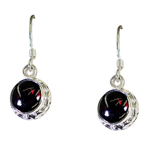 Boucle d'oreille grenat naturel authentique en argent sterling précieux
